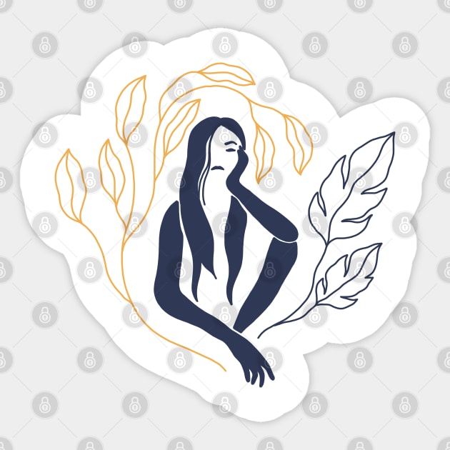 Summer Women Leaf Illustrations II Sticker by NJORDUR